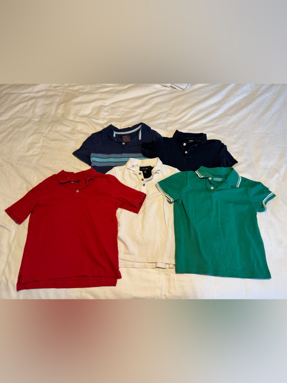 Boys Polo Shirt Bundle - Red, Green, White, Navy, Striped Navy